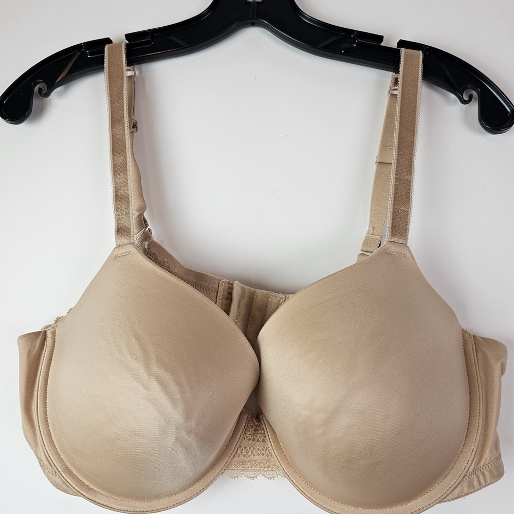 Auden The Daydream Lace Trim Satin Underwire Bra Beige 40D